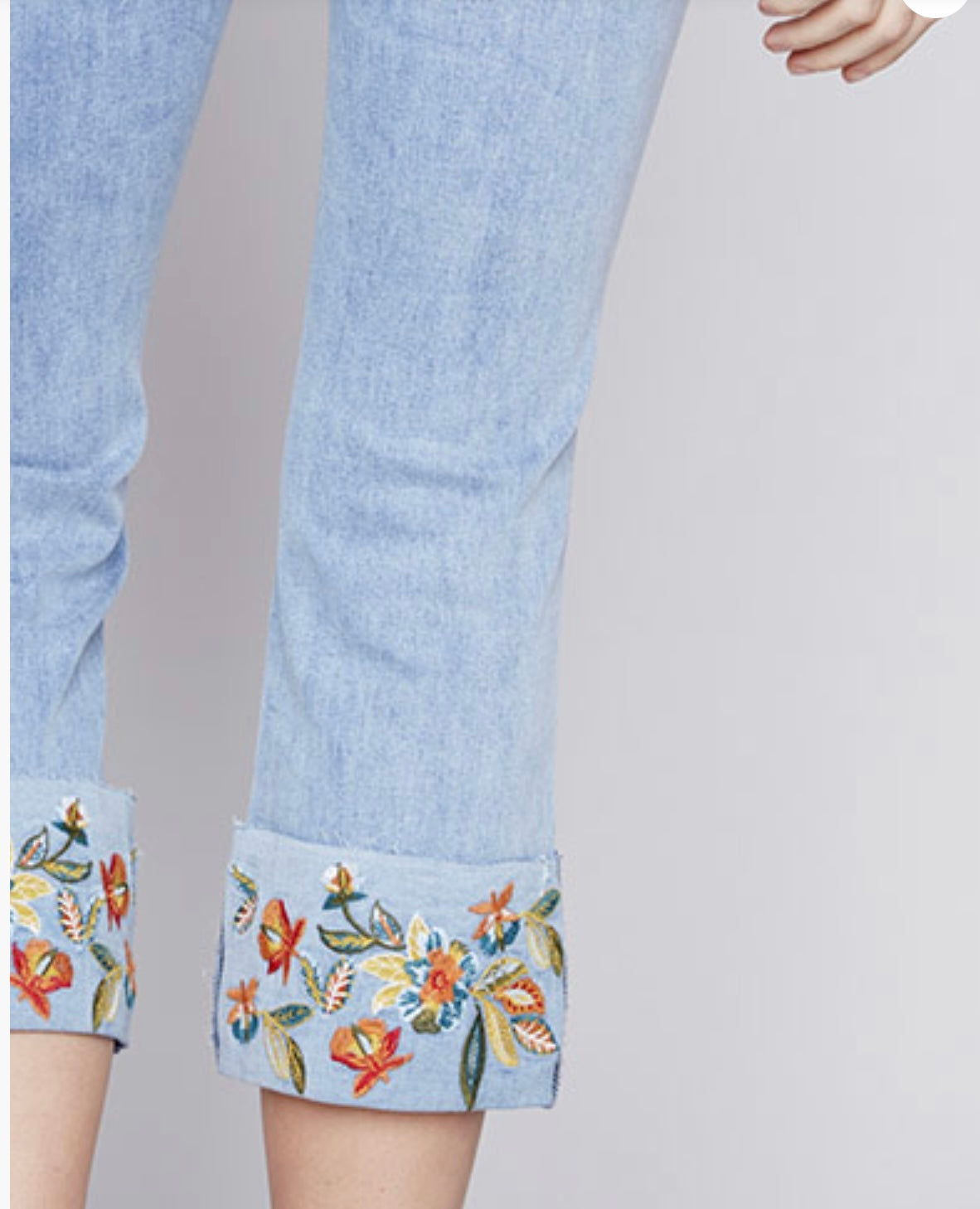 Charlie B Embroidered Cuff Jeans