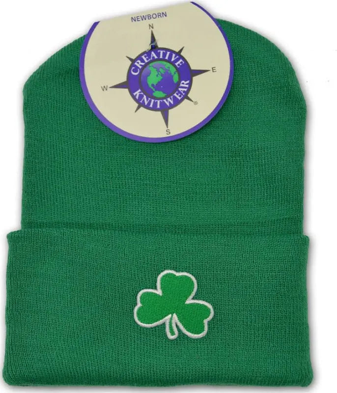 Kelly Green Knit Irish Shamrock Baby Cap