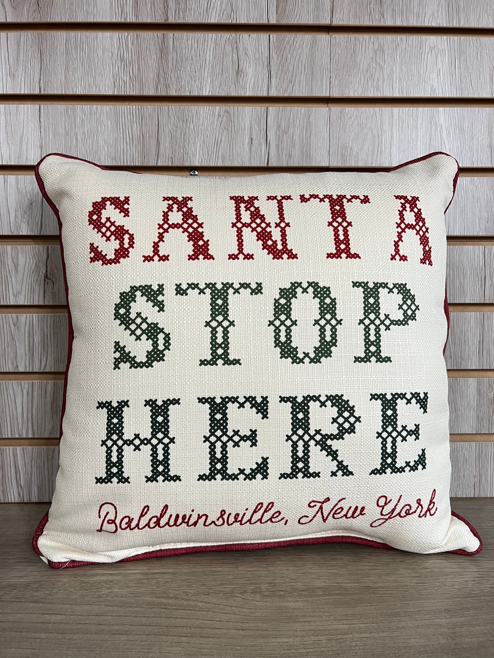 Santa Stops Here Baldwinsville Pillow