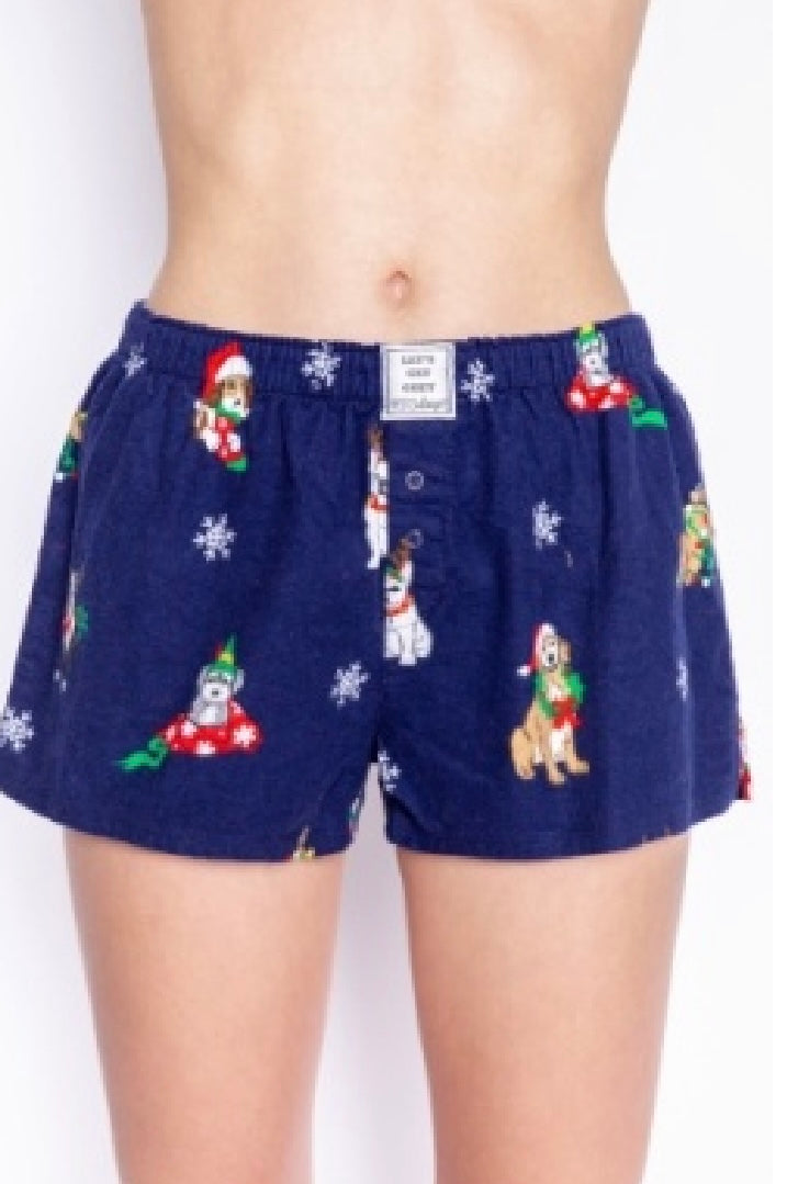 PJ.Salvage Holiday Pups Flannel Shorts