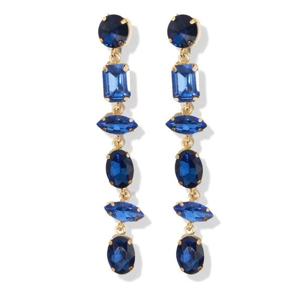 Blue Ombre 6 Tier Crystal Post Earring