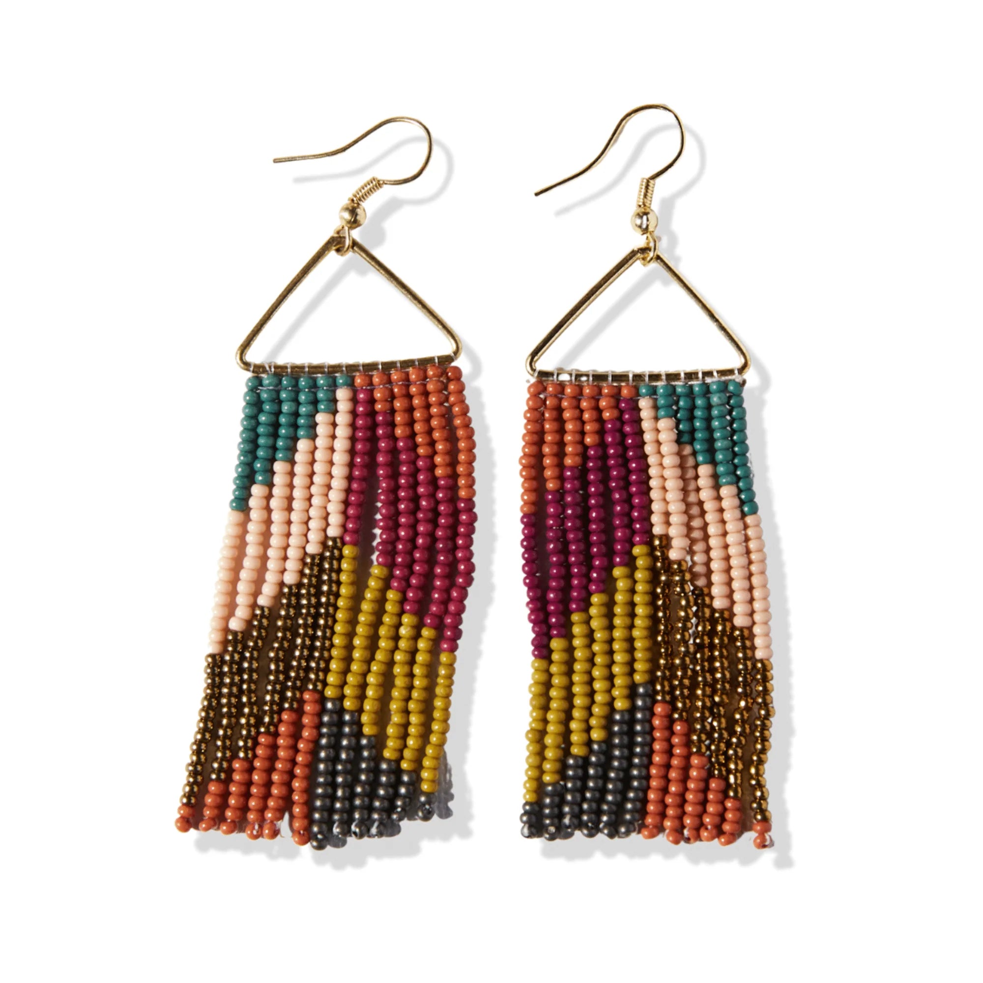 Muted Chevron On Triangle Earrings